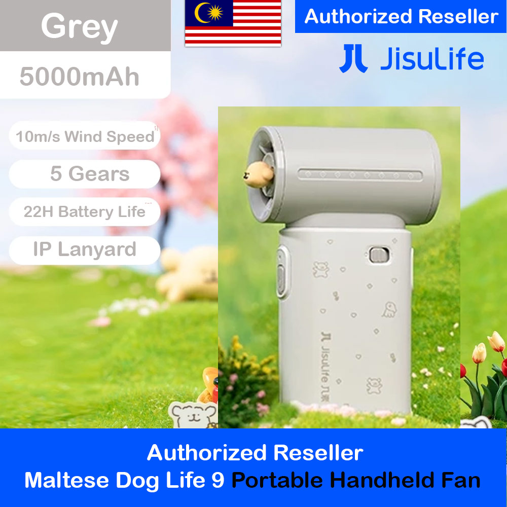 Jisulife Malaysia Maltese Series Life9 Handheld Fan Ultra Mini Compact Small Pocket Size Portable Handheld Fan Kipas Pegang Tangan Angin Kuat (5000mah Light Grey)