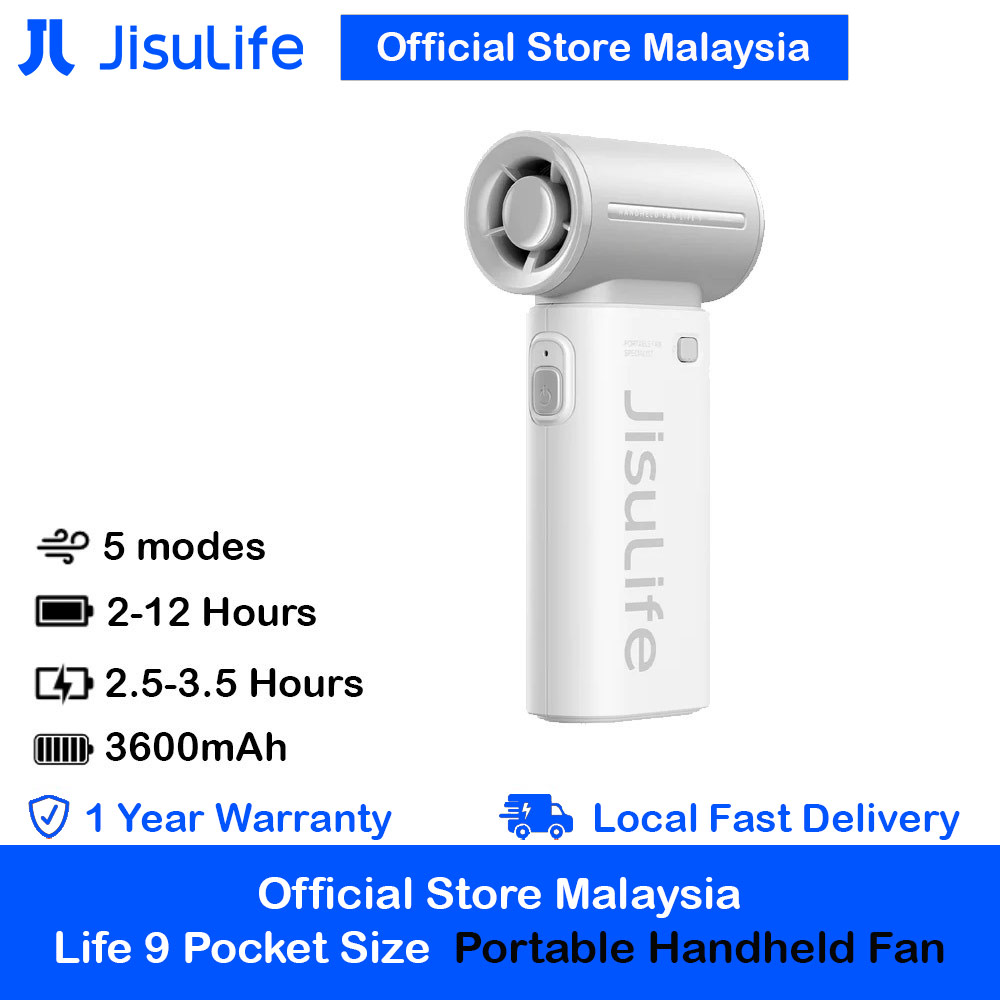 Jisulife Malaysia Life9 Handheld Fan Ultra Mini Compact Small Pocket Size Portable Handheld Fan Kipas Pegang Tangan Angin Kuat (3600mah Grey)