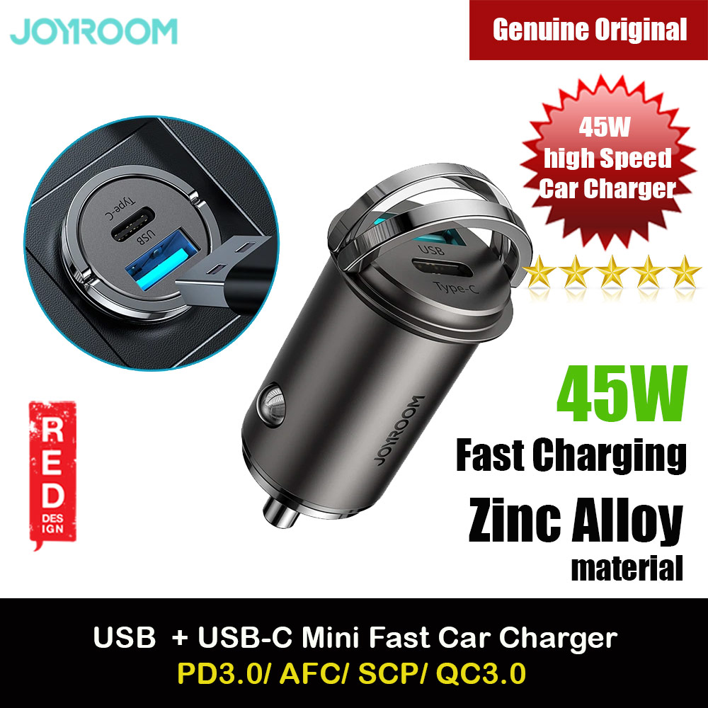 Joyroom 45W Mini Fast Speed High Speed Zinc Alloy Car Charger PD Delivery FCP AFC QC3.0 for iPhone 12 Pro Max iPhone 12 Mini iPhone 11 Pro Max Galaxy S21 Ultra Note 20 Ultra Huawei Mate 40 Pro P40 Pro (Tarnish)