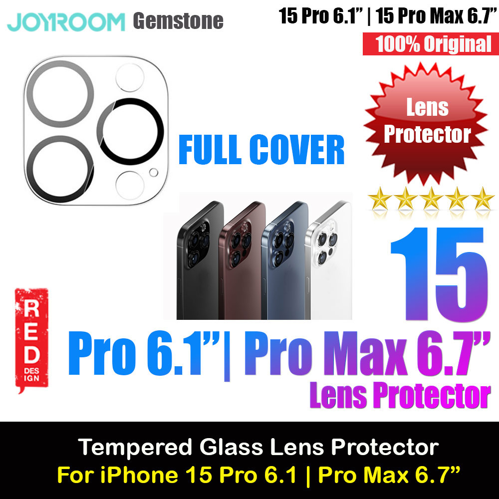 Joyroom Gemstone Series 9H Tempered Glass Lens Protector Full Cover for iPhone 15 Pro iPhone 15 Pro Max (Clear)
