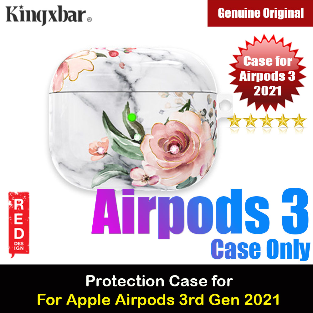 Kingxbar Floral Design Series High Quality Soft Case with Crystal for Airpods 3rd Gen 2021 Case (Floral White)