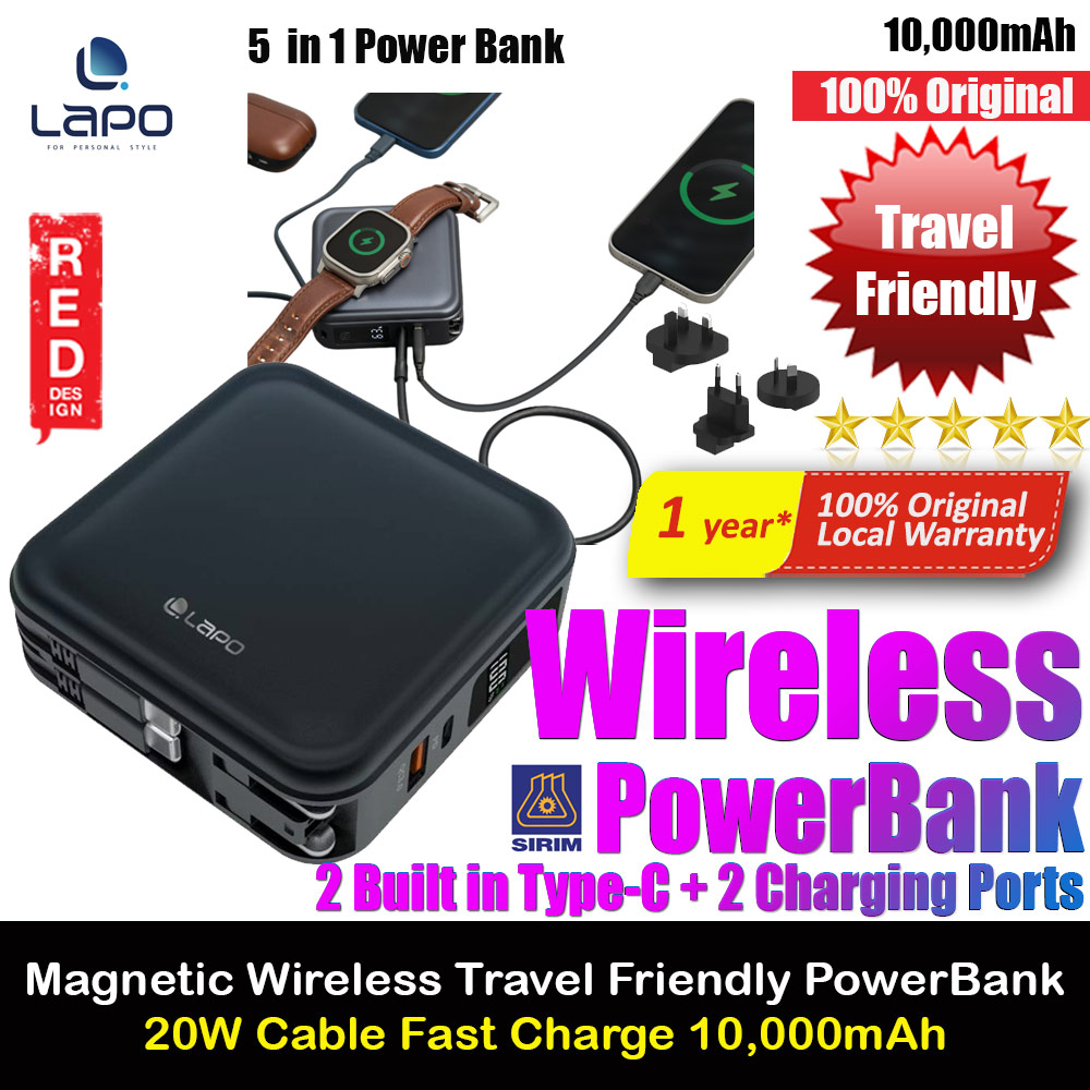 Lapo iWatch Powerbank 10000mAh Magnetic Wireless Powerbank 20W Fast Charge with Type-C Built In Cable Travel Friendly Apple Watch Powerbank (Deep in Blue)