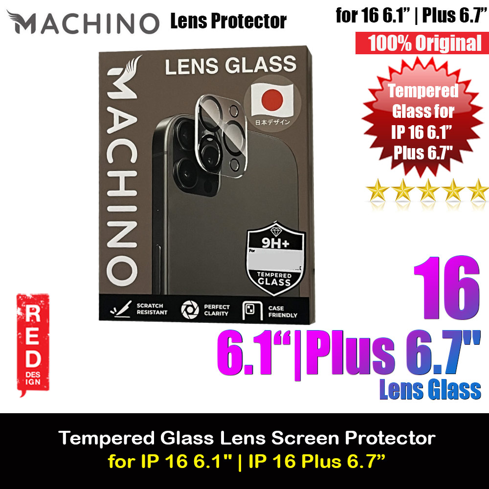 Machino Lens Tempered Glass Protector for iPhone 16 Plus 6.7 16 6.1 (Clear)