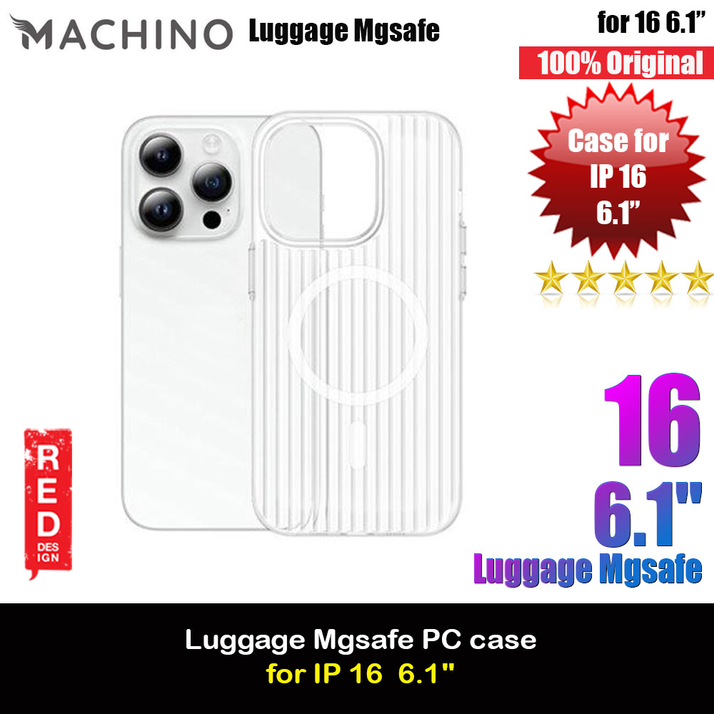 Machino Luggage Design PC Slim Hard Magnetic Compatible Drop Protection Case for iPhone 16 6.1 (Clear)