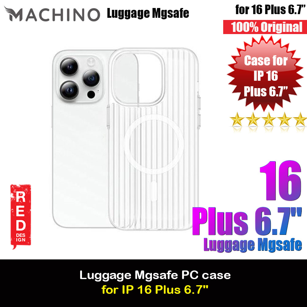 Machino Luggage Design PC Slim Hard Magnetic Compatible Drop Protection Case for iPhone 16 Plus 6.7 (Clear)