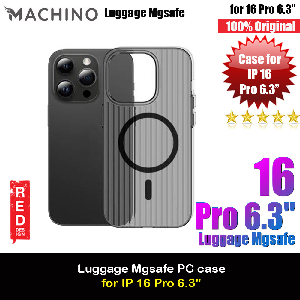 Machino Luggage Design PC Slim Hard Magnetic Compatible Drop Protection Case for iPhone 16 Pro 6.3 (Clear Black)