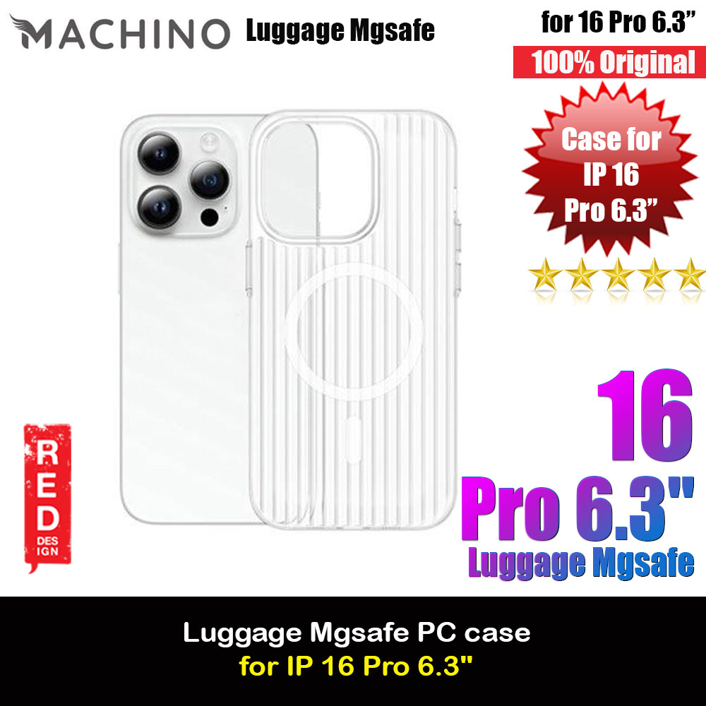 Machino Luggage Design PC Slim Hard Magnetic Compatible Drop Protection Case for iPhone 16 Pro 6.3 (Clear)