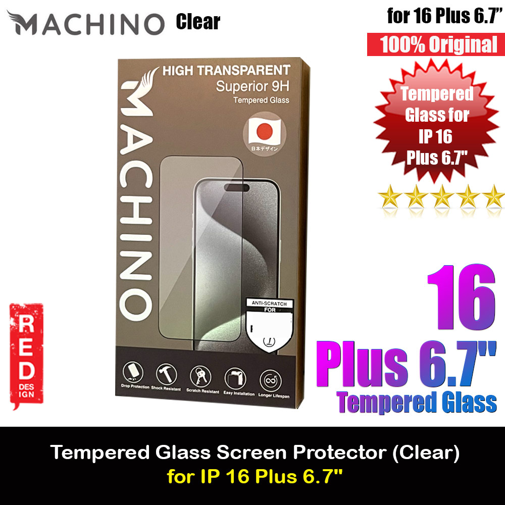 Machino 2.5D Full Cover Tempered Glass Screen Protector for iPhone 16 Plus 6.7 (Clear)