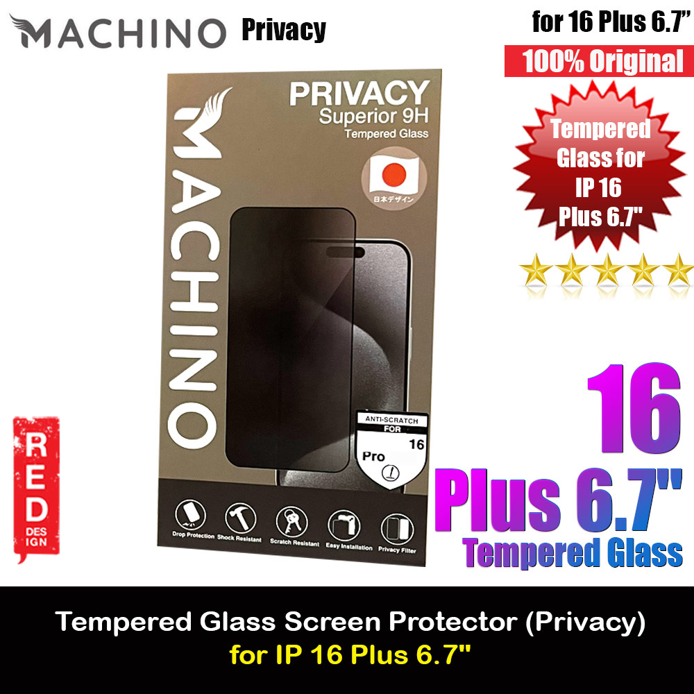 Machino 2.5D Full Cover Tempered Glass Screen Protector for iPhone 16 Plus 6.7 (Privacy Anti Peep)