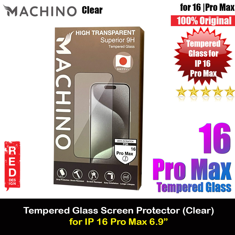 Machino 2.5D Full Cover Tempered Glass Screen Protector for iPhone 16 Pro Max 6.9 (Clear)