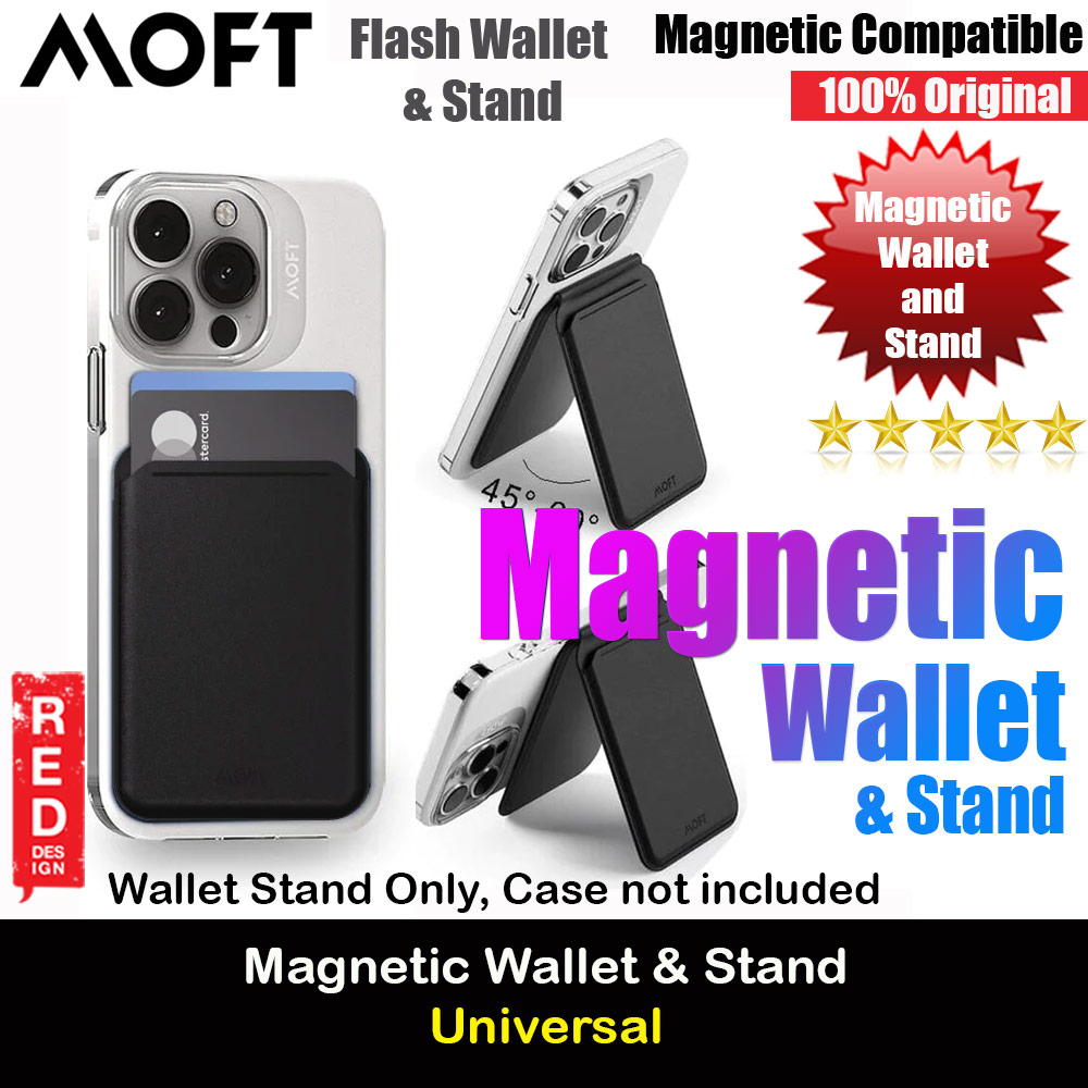 MOFT Snap Magnetic Compatible Flash Wallet and Stand for iPhone 13 iPhone 14 Pro Max Card Holder Phone Stand (Jet Black)