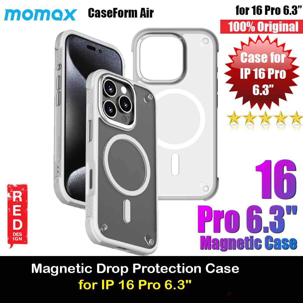 Momax CaseForm Air Magnetic Case Tough Drop Protective Case iPhone 16 Pro 6.3 (Gray)