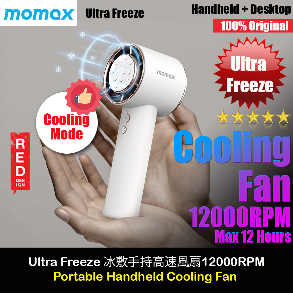 Momax Portable Handheld Fan Ultra Freeze High Speed 12000RPM Cooling Fan with Stepless Speed Control (White)