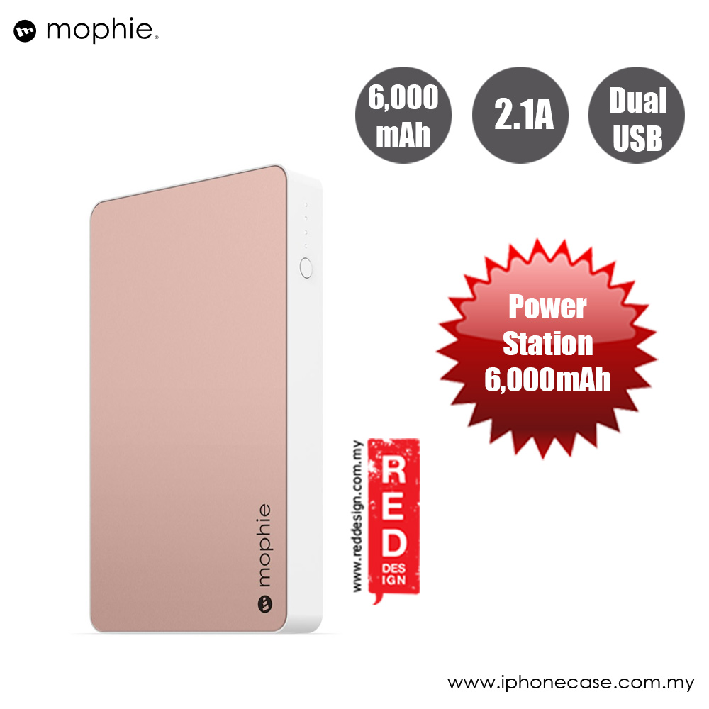Mophie Powerstation Power Bank for Smartphones Tablets and USB Devices (6000mAh Rose Gold)