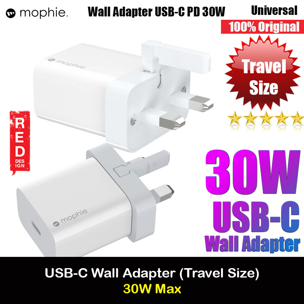 Mophie USB-C 30W Wall Travel Compact Charger Smartphone Tablet Small laptops USB-C devices (UK)