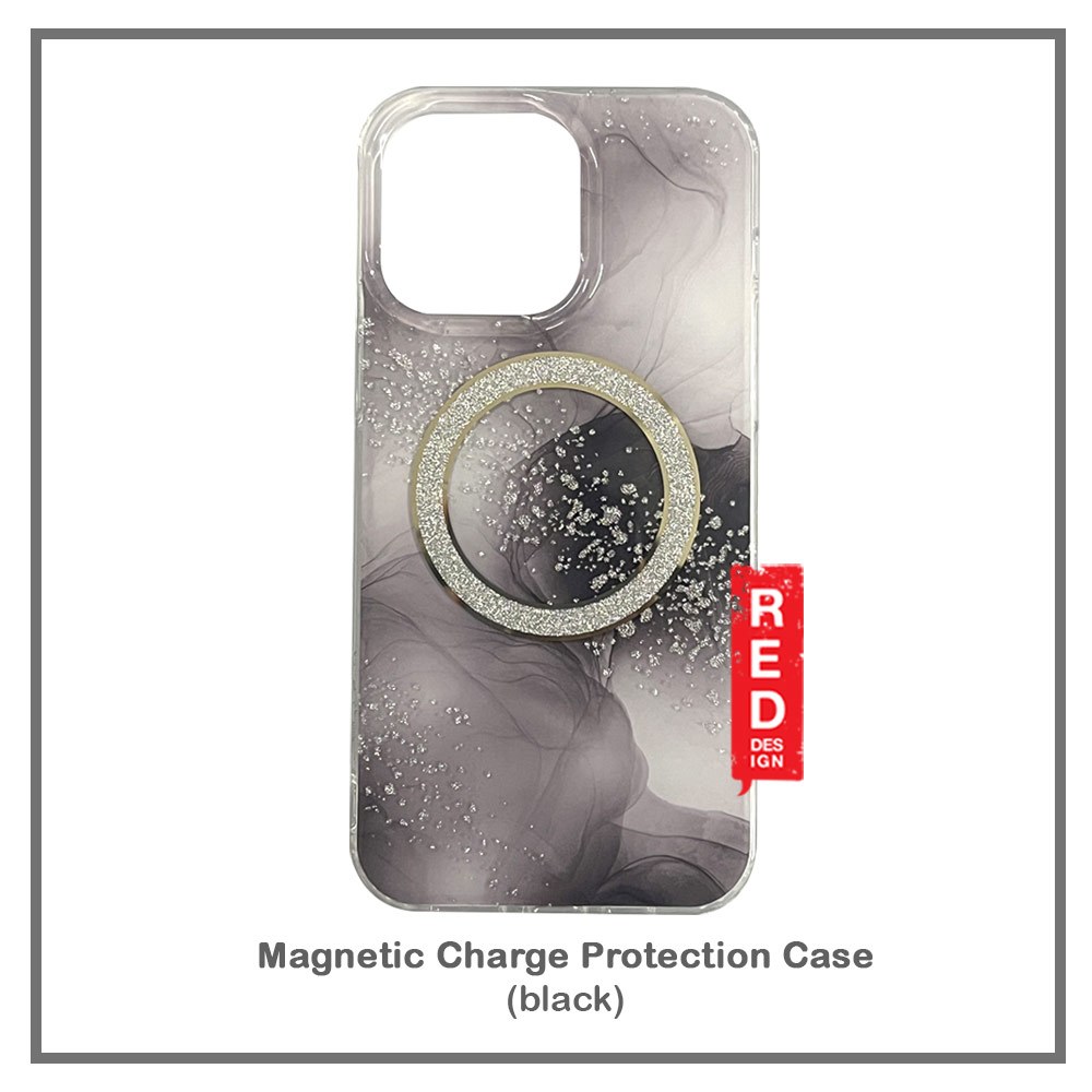 Marble Glitter Sparkling Magnetic Case for iPhone 15 Pro Max (Black)