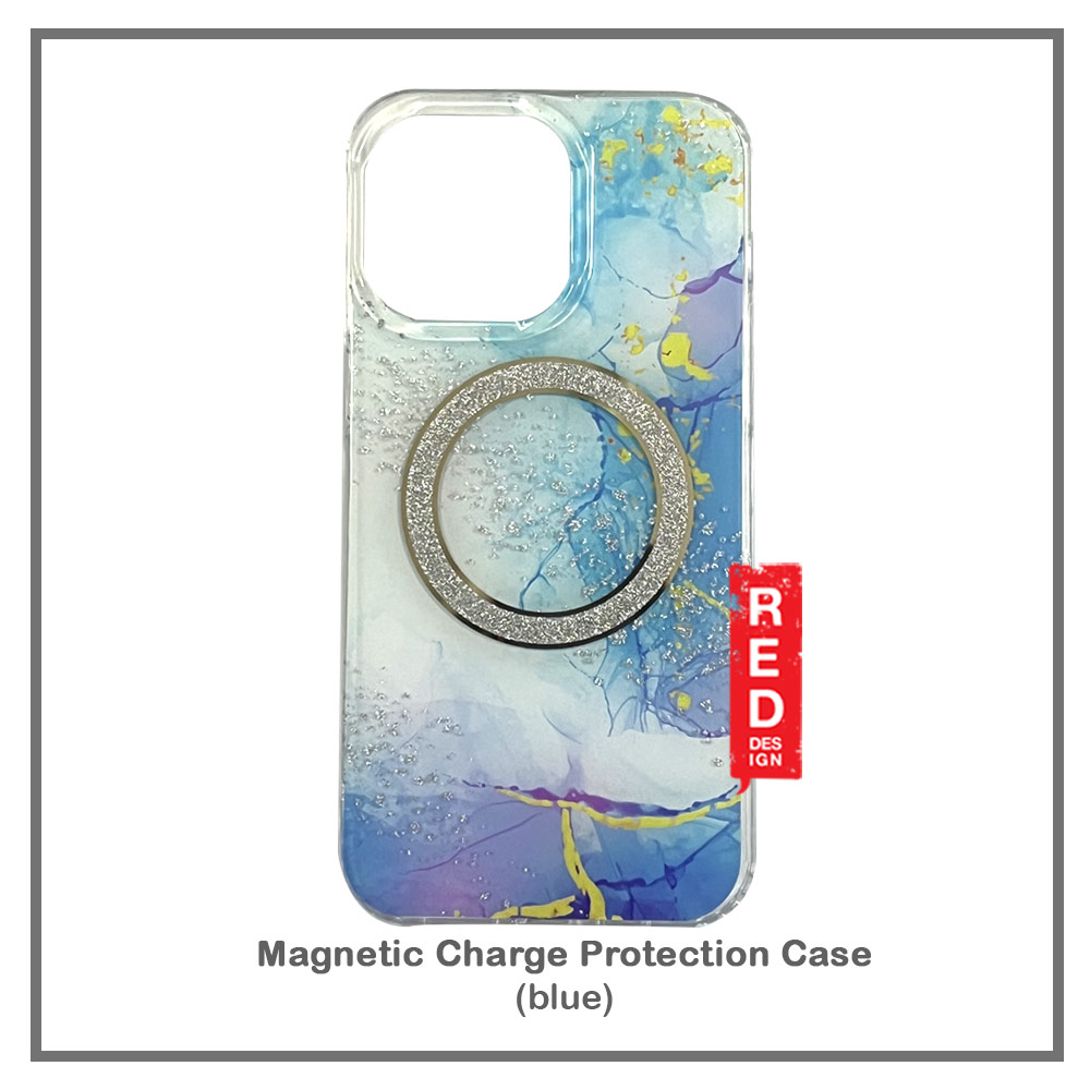 Marble Glitter Sparkling Magnetic Case for iPhone 15 Pro Max (Blue)