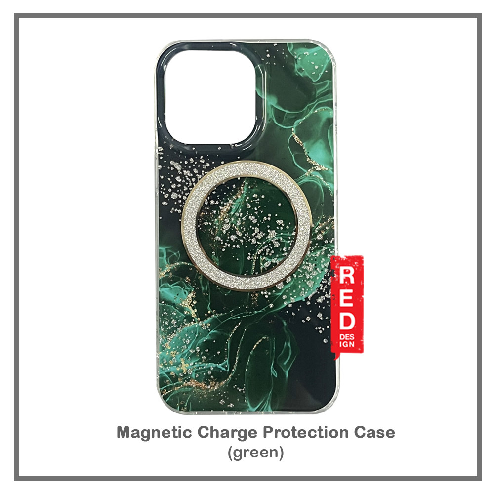 Marble Glitter Sparkling Magnetic Case for iPhone 15 Pro Max (Green)