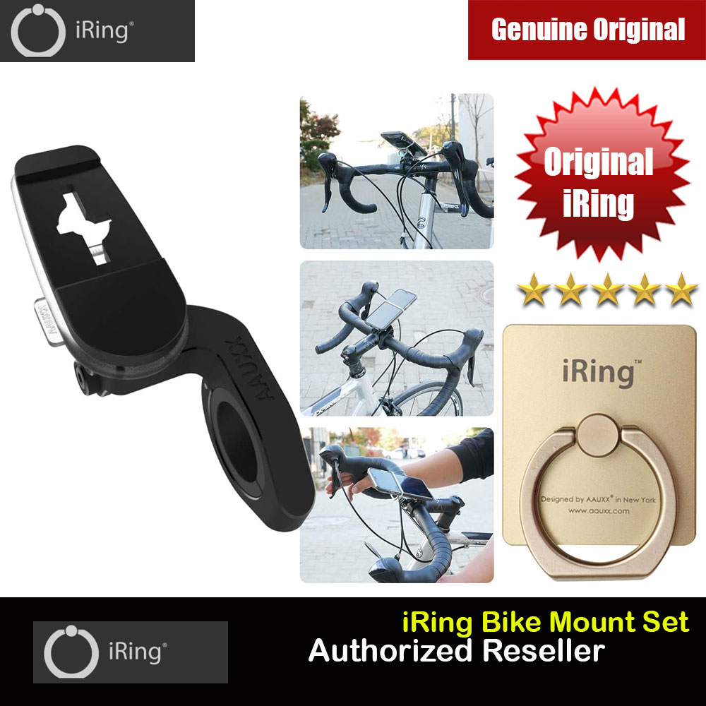 AAUXX Original iRing Universal Phone Grip and Stand Original iRing with iRing Bike Mount Can Attach Action cam! Works with iRing Original Adjustable Bike Handlebar Cradle for iPhone, Samsung, Android Phones (Champagne Gold)