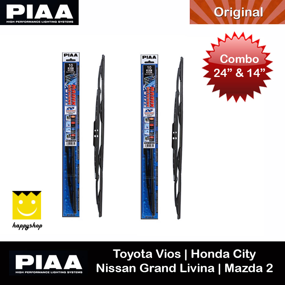 PIAA Radix Silicone Windscreen Wiper Made in Japan (Combo 24 & 14 ) for Honda City Toyota Vios Nissan Grand Livina Mazda 2