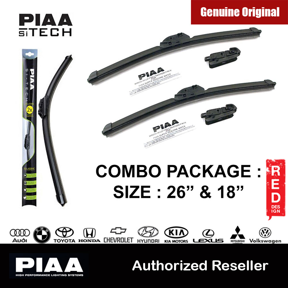 PIAA Si-Tech Silicone Wiper (Combo 26 & 18 ) for Audi A3,BMW 5-series,Chevrolet Malibu,Honda Civic,Honda Insight,Honda HR-V,Honda Jazz,Hyundai Sonata,Kia Optima,Lexus GS,Lexus CT,Lexus ES,Mitsubishi Lancer,Mitsubishi Outlander,Nissan Murano,Toyota Camry,V