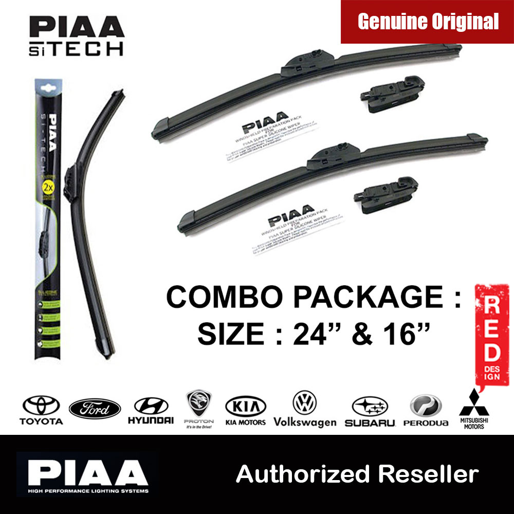 PIAA Si-Tech Silicone Wiper (Combo 24 & 16 ) for Ford Fiesta Ford Ranger Kia Spectra Mitsubishi Mirage Perodua Alza Proton Inspira Proton Exora Proton Preve Subaru Impreza WRX STi Toyota Caldina Volkswagen Polo