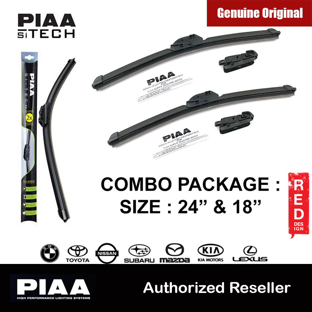 PIAA Si-Tech Silicone Wiper (Combo : 24 & 18 ) for BMW M4 Lexus RC Mazda 3 Mazda 6 Mazda CX-5 Subaru Forester Nissan Frontier King Cab Kia Optima Hybrid