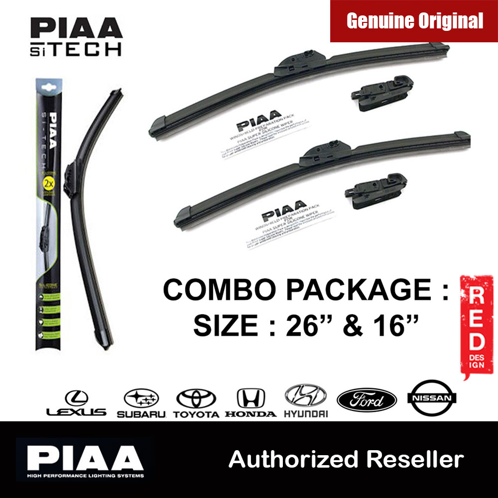 PIAA Si-Tech Silicone Wiper (Combo 26 & 16 ) for Ford Fiesta Ford Focus Honda CR-V Honda HR-V Hyundai Accent Hyundai Elantra Hyundai Tucson Lexus NX Nissan Murano Nissan Teana Subaru Forester Subaru Impreza Toyota Alphard Toyota Corolla Toyota Ipsum Toyot