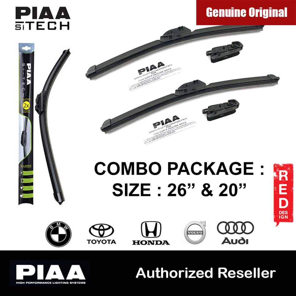 PIAA Si-Tech Silicone Wiper (Combo 26 & 20 ) for Audi A8 BMW X3 BMW X4 Honda CR-Z Toyota Land Crusier Prado Volvo XC60 Volvo V70 Volvo V60 Volvo XC70