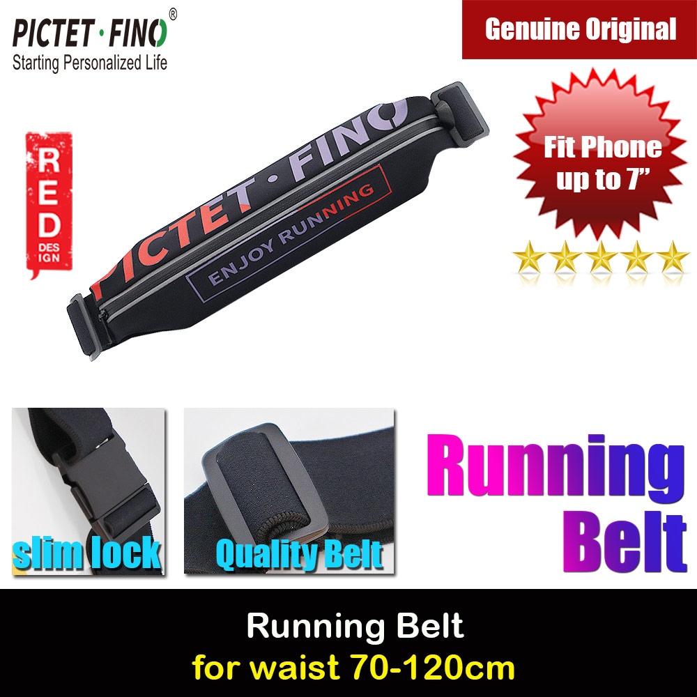 Pictet Fino Nylon Lycra Elastic Water Splash Proof Sweat Proof Belt Running Belt Waist Bag with Reflective Sticker (Black)