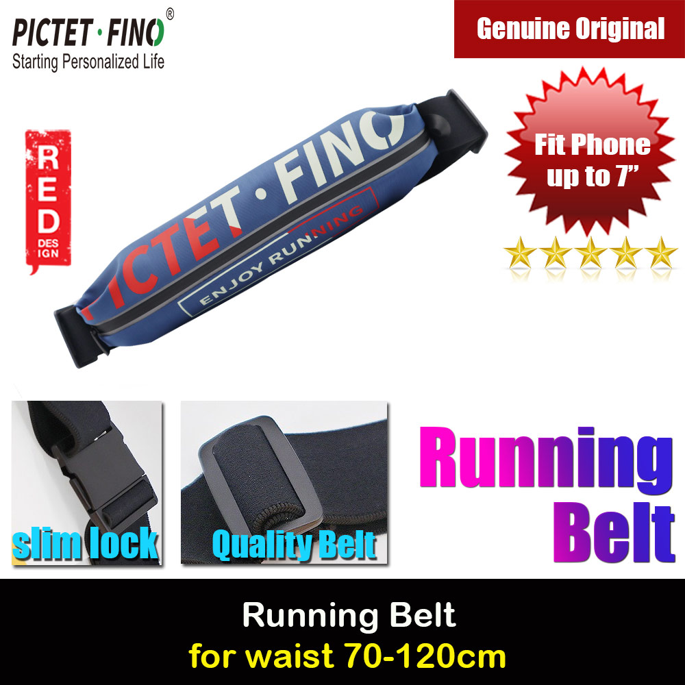 Pictet Fino Nylon Lycra Elastic Water Splash Proof Sweat Proof Belt Running Belt Waist Bag with Reflective Sticker (Navy Blue)