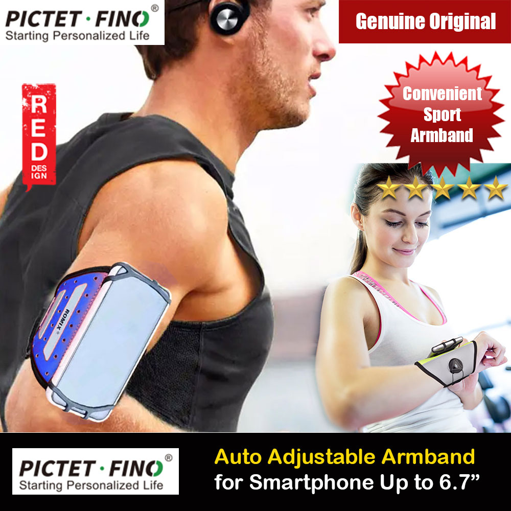 Pictet Fino PVC leather Foam Reflective Fabric Material Rotatable Easy Wear Remove Armband Wristband for Outdoor Sport Running Hiking Riding Climbing for Smartphone up to 6.7 inches (Blue)