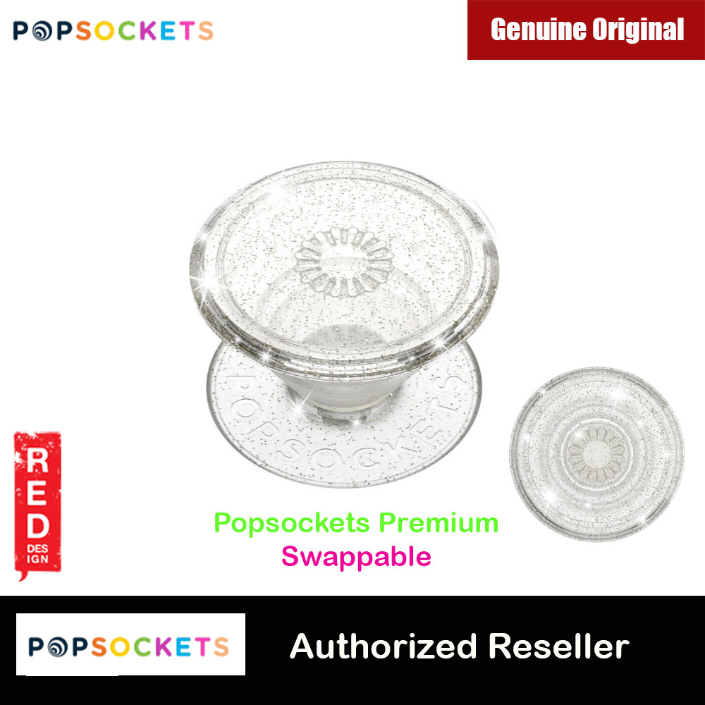 Popsockets PopGrip Swappable Premium Collection (Clear Glitter Silver)