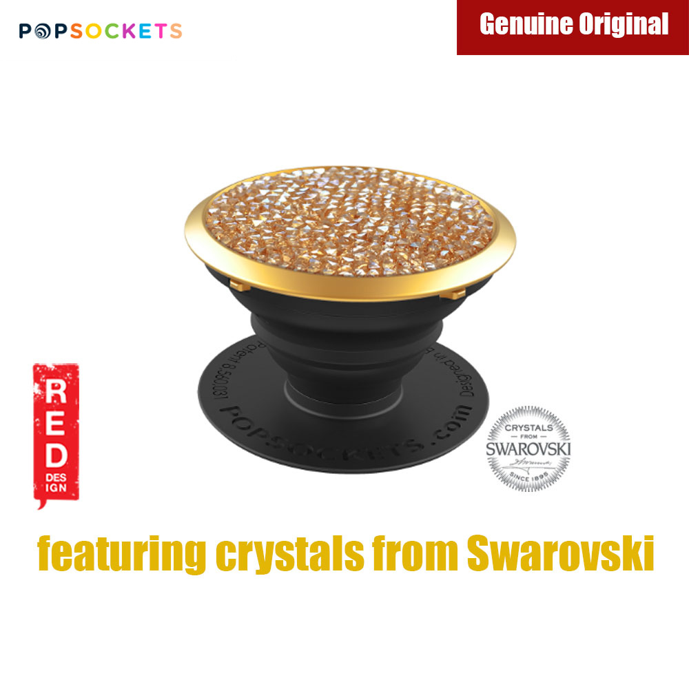 Popsockets A Phone Grip A Phone Stand An Earbud Management System Crystals from Swarovski (Golden Shadow Crystal)