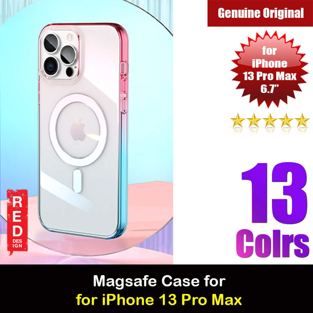 Red Design Selected Cool Trendy Series Magnetic Magsafe Compatible Case for Apple iPhone 13 Pro Max 6.7 (Gradient Pink Blue)