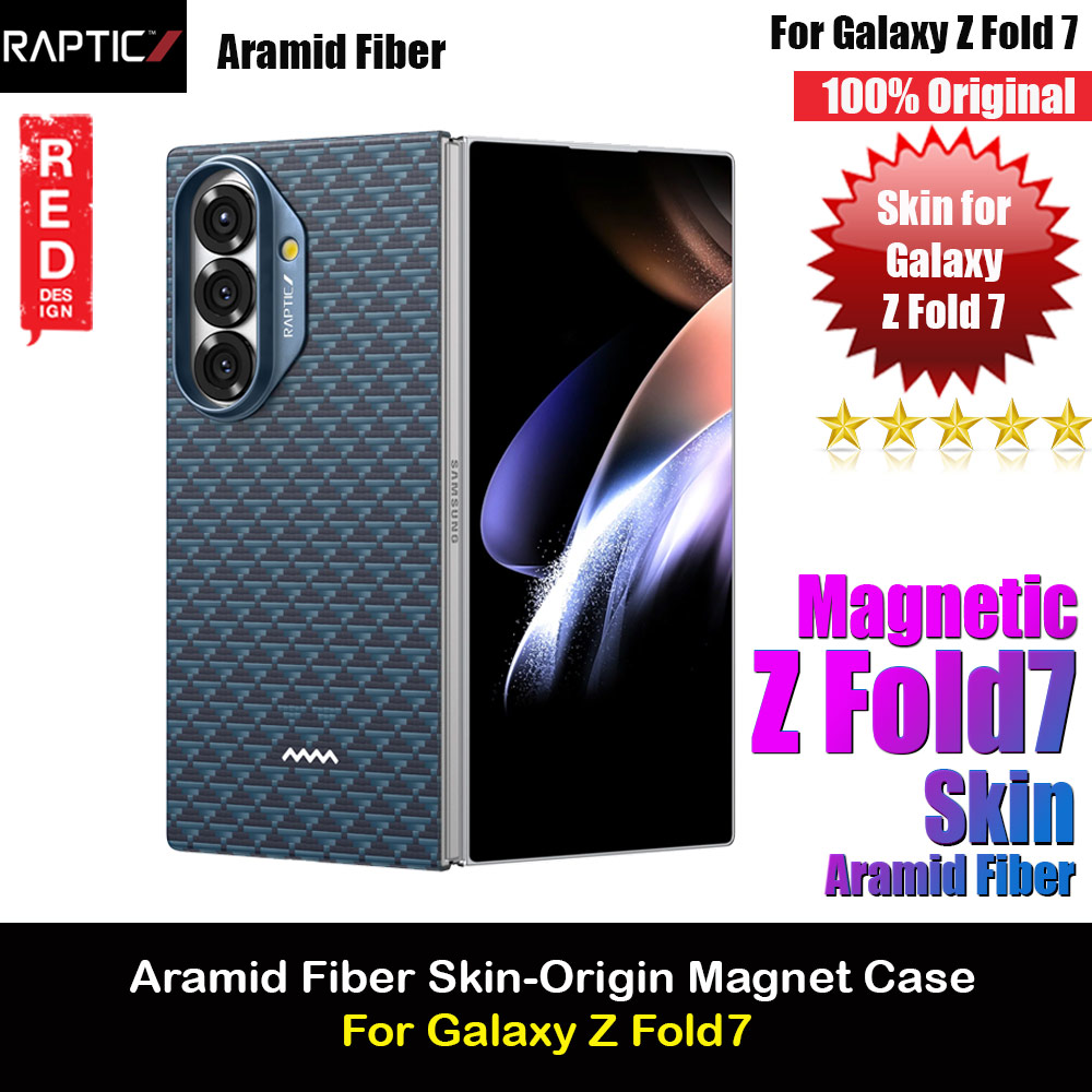 Raptic Galaxy Z Fold7 Aramid Fiber Skin Magnetic Compatible Skin for Galaxy Z Fold 7 (Profound Blue)