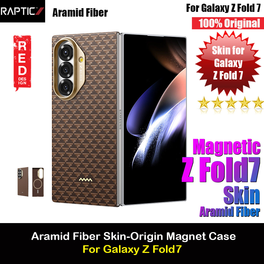Raptic Galaxy Z Fold7 Aramid Fiber Skin Magnetic Compatible Skin for Galaxy Z Fold 7 (Humble Brown)