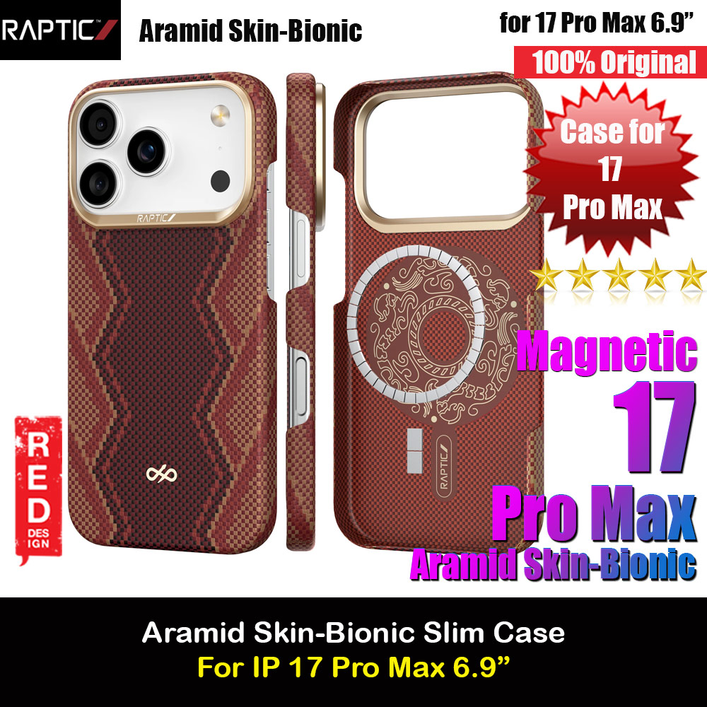 Raptic Aramid Fibre Bionic Lightweight Ultra Slim Case with Magsafe for iPhone 17 Pro Max 6.9 (Snake)
