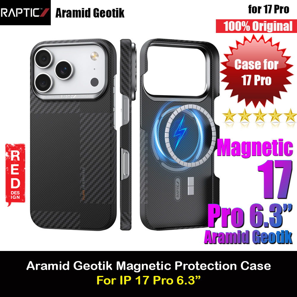Raptic Aramid Fiber Geotik MgSafe Magnetic Compatible Drop Protection Case for iPhone 17 Pro 6.3 (Mondrain)