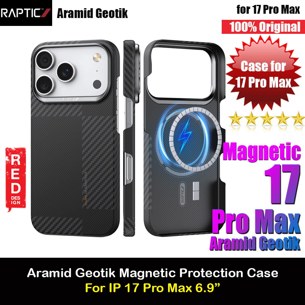 Raptic Aramid Fiber Geotik MgSafe Magnetic Compatible Drop Protection Case for iPhone 17 Pro Max 6.9 (Mondrain)