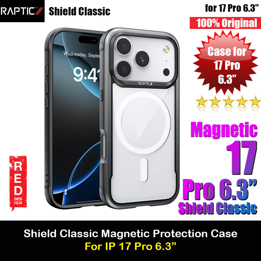 Raptic Shield Classic MgSafe Magnetic Compatible Drop Protection Case for iPhone 17 Pro 6.3 (Black)