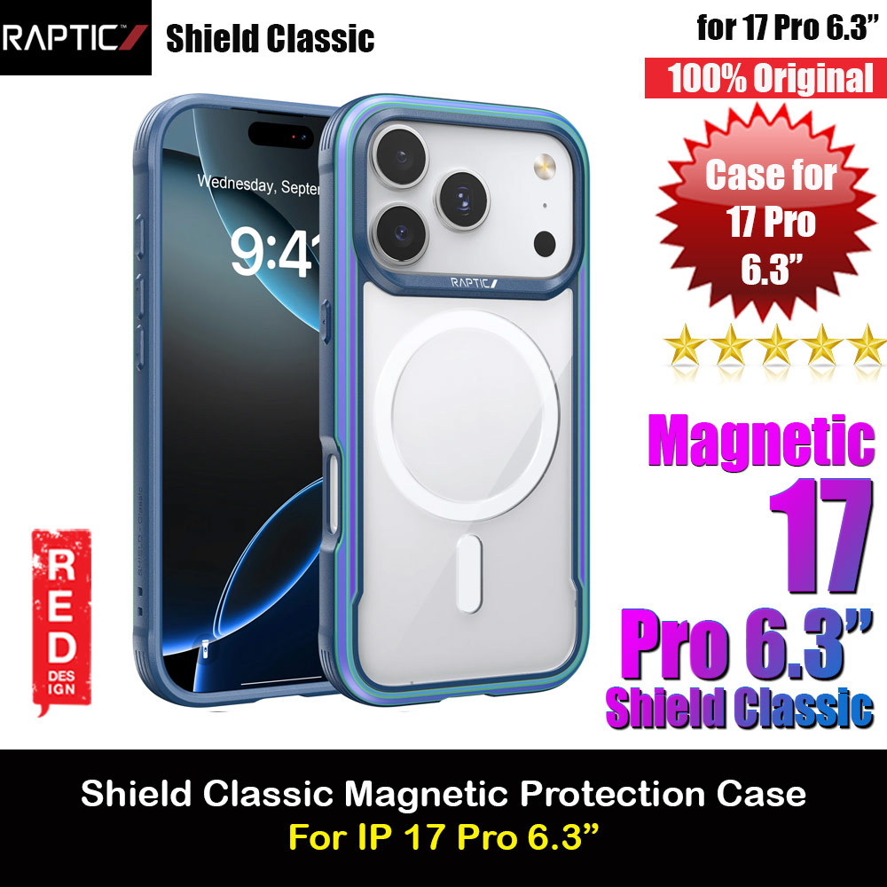 Raptic Shield Classic MgSafe Magnetic Compatible Drop Protection Case for iPhone 17 Pro 6.3 (Iridescent)