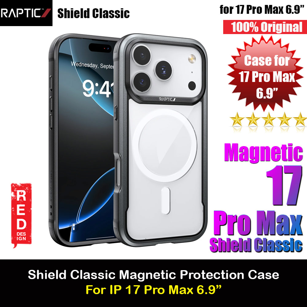 Raptic Shield Classic MgSafe Magnetic Compatible Drop Protection Case for iPhone 17 Pro Max 6.9 (Black)