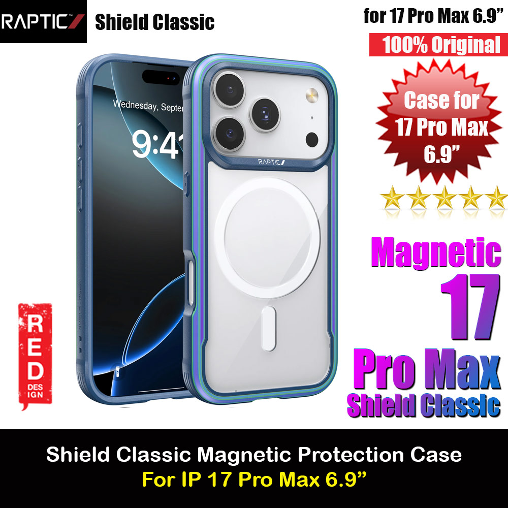 Raptic Shield Classic MgSafe Magnetic Compatible Drop Protection Case for iPhone 17 Pro Max 6.9 (Iridescent)