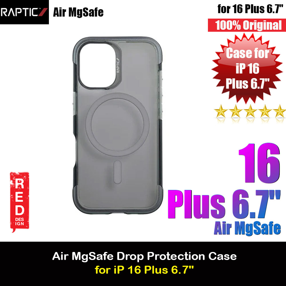Raptic Air MgSafe Magnetic Compatible Drop Protection Case for iPhone 16 Plus 6.7 (Smoke)