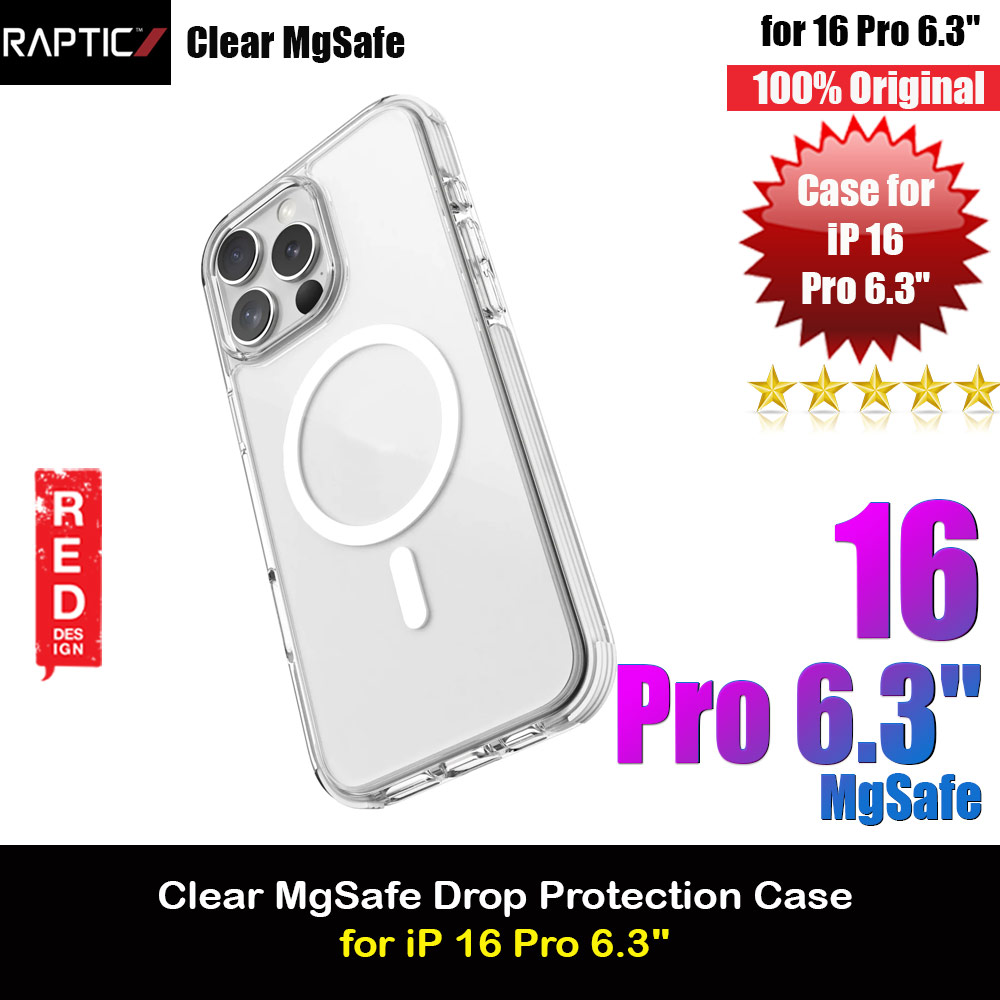 Raptic Clear MgSafe Magnetic Compatible Drop Protection Case for iPhone 16 Pro 6.3 (White)