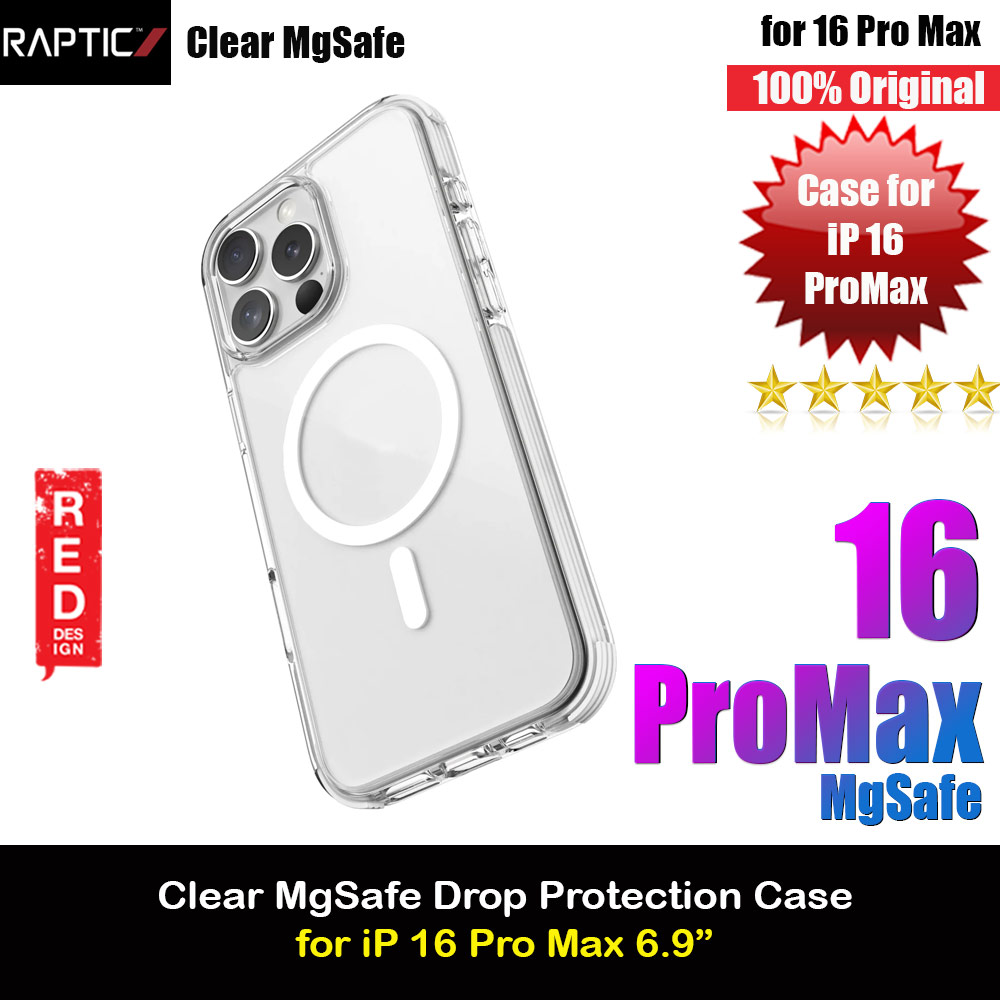 Raptic Clear MgSafe Magnetic Compatible Drop Protection Case for iPhone 16 Pro Max 6.9 (White)
