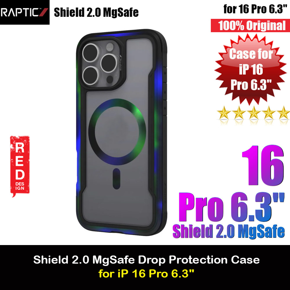Raptic Shield 2.0 MgSafe Magnetic Compatible Drop Protection Case for iPhone 16 Pro 6.3 (Onyx)