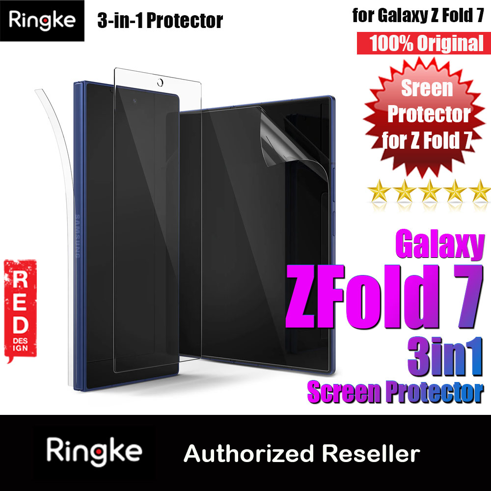 Ringke 3 in 1 Screen Protector Dual Easy Film Interior Screen Protector Display Cover Tempered Glass Hinge Protector for Samsung Galaxy Z Fold 7