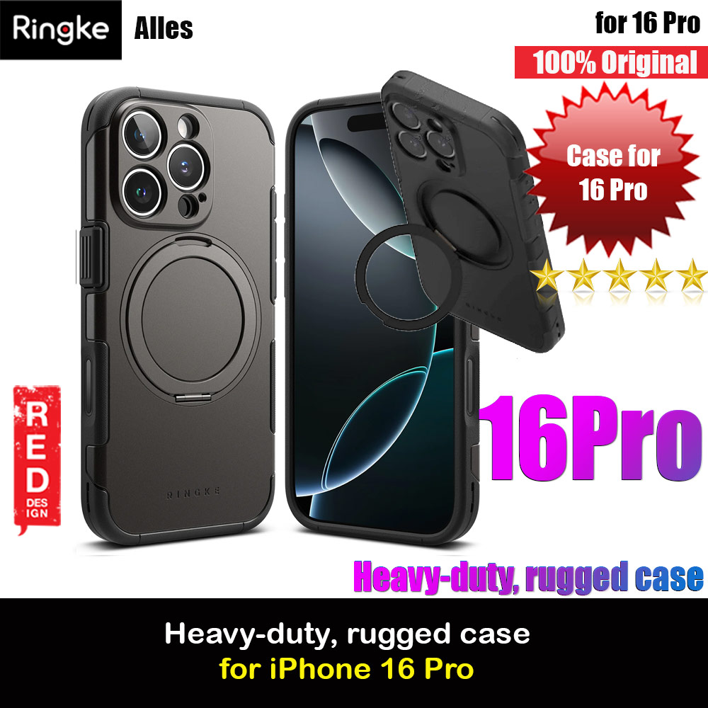 Ringke Alles Heavy Duty Drop Protection Magnetic Case with Ring Stand for iPhone 16 Pro (Gunmetal)